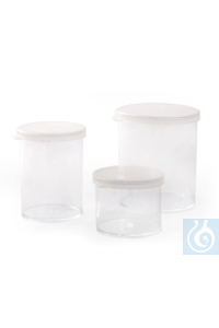 Transparent cylindrical jars 50 ml, PS, pressure cap, Ø 39 x H 52, mouth 39 mm Transparent...